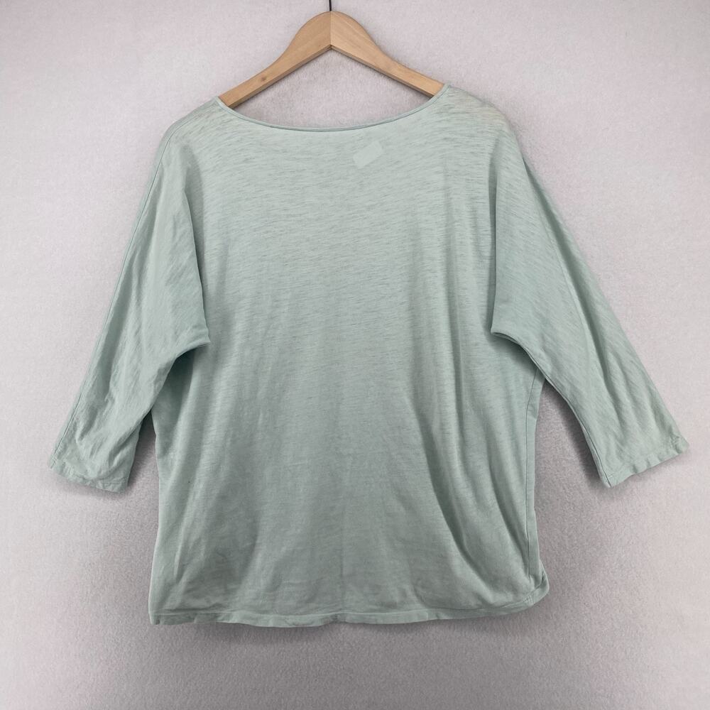EILEEN FISHER Top M Slub Organic Cotton Jersey Scoop Neck Dolman Sleeve Green - Picture 3 of 11